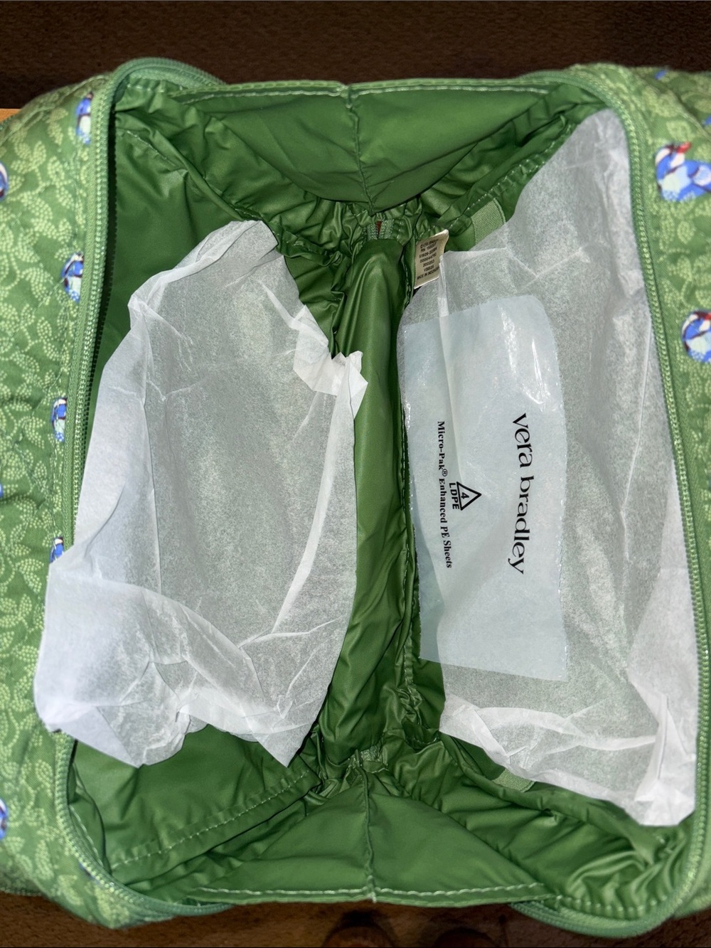 Vera Bradley | Green Bird Print Travel Case - Picture 3 of 5